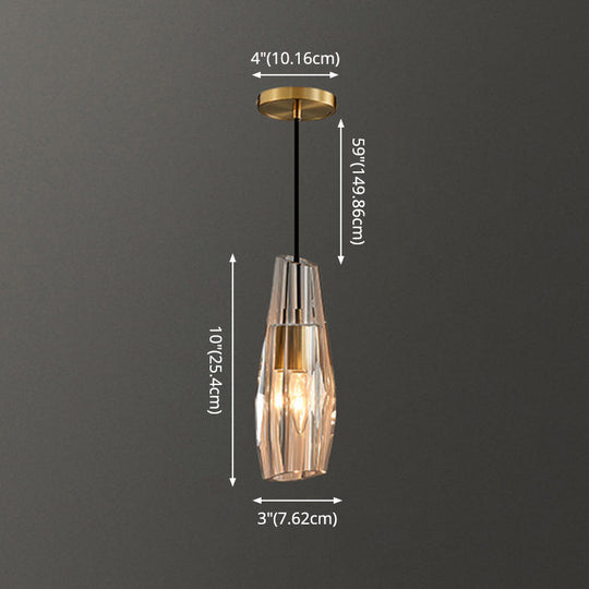 Crystal Block Pendant Light - Simplicity meets Elegance in this 1-Light Brass Ceiling Fixture