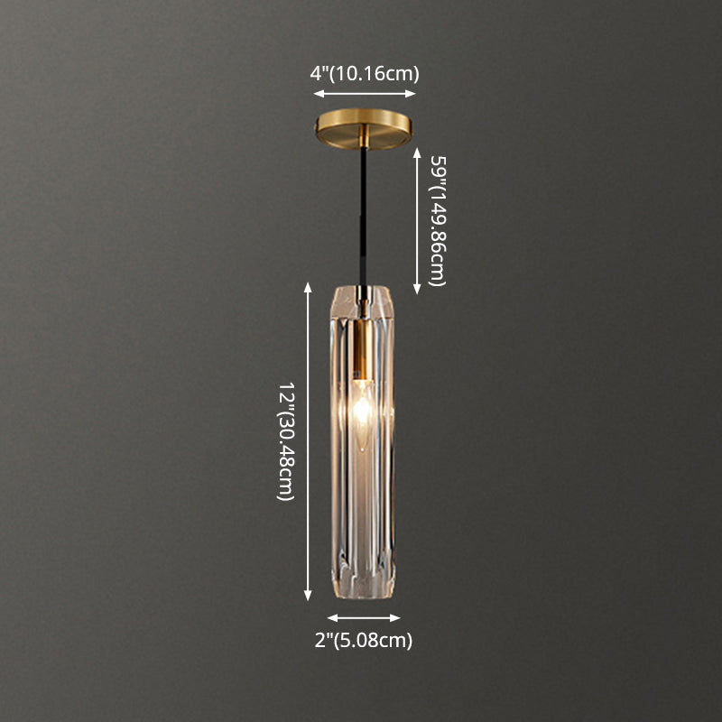Crystal Block Pendant Light - Simplicity meets Elegance in this 1-Light Brass Ceiling Fixture