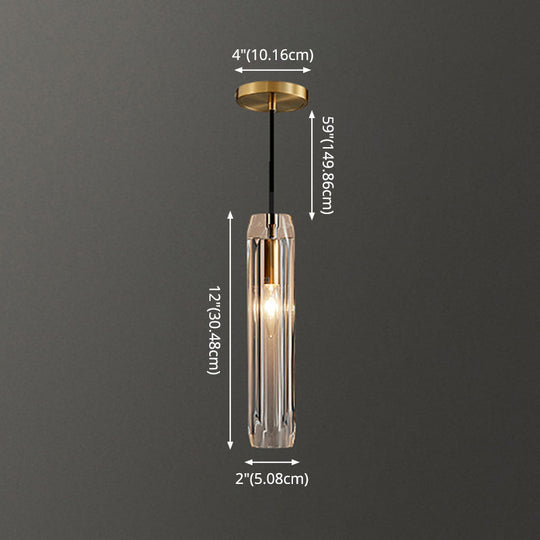 Crystal Block Pendant Light - Simplicity meets Elegance in this 1-Light Brass Ceiling Fixture