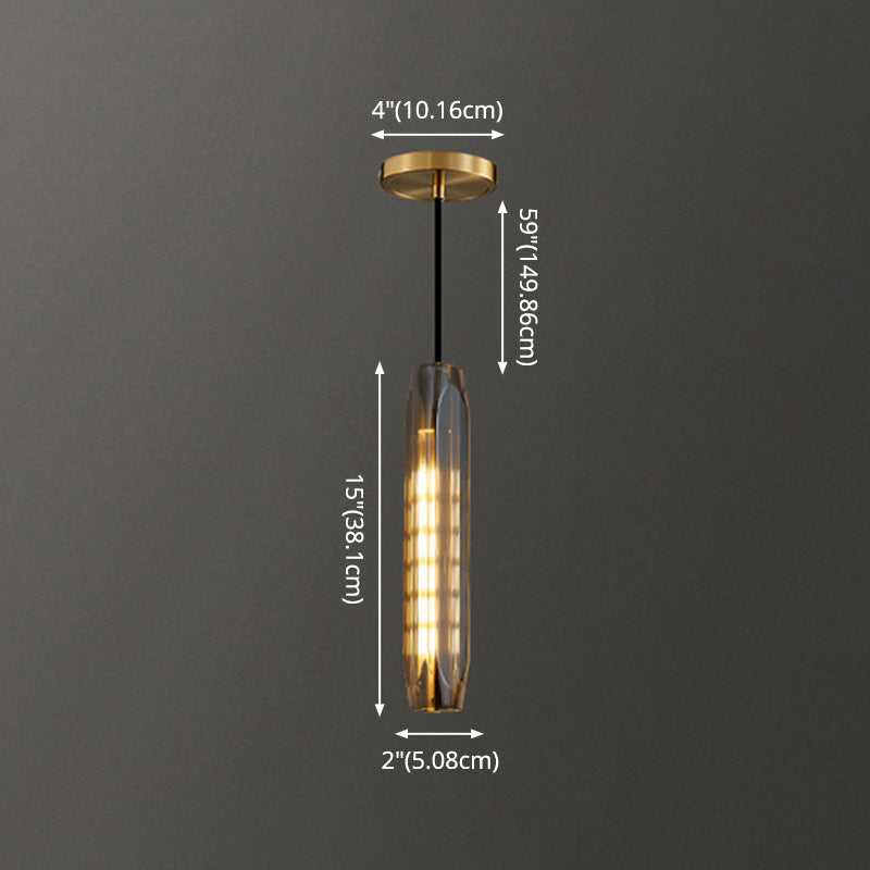 Crystal Block Pendant Light - Simplicity meets Elegance in this 1-Light Brass Ceiling Fixture