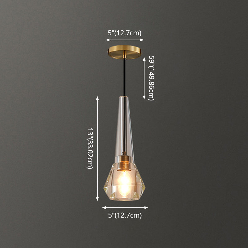 Crystal Block Pendant Light - Simplicity meets Elegance in this 1-Light Brass Ceiling Fixture