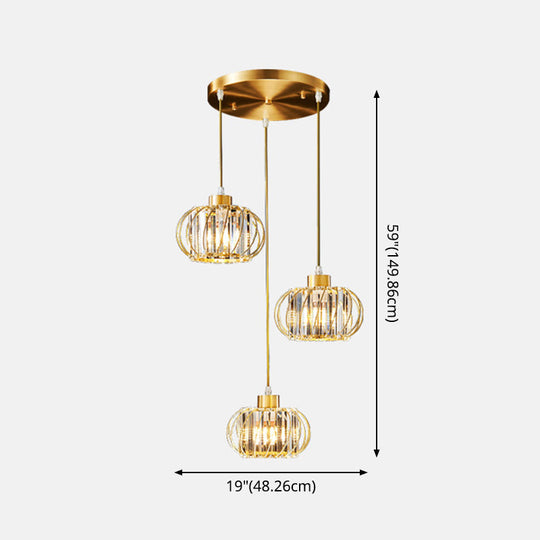 Modern Brass Globe Pendant Light With Crystal Accents Stylish Ceiling Lantern For Dining Area