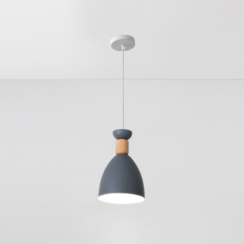 Nordic Style Goblet Ceiling Pendant Light With Metal Shade For Dining Room Grey / Round