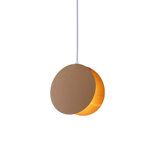 Round Pendant Lamp With Shell-Inspired Design And Macaron Style Metal Finish Perfect For Modern