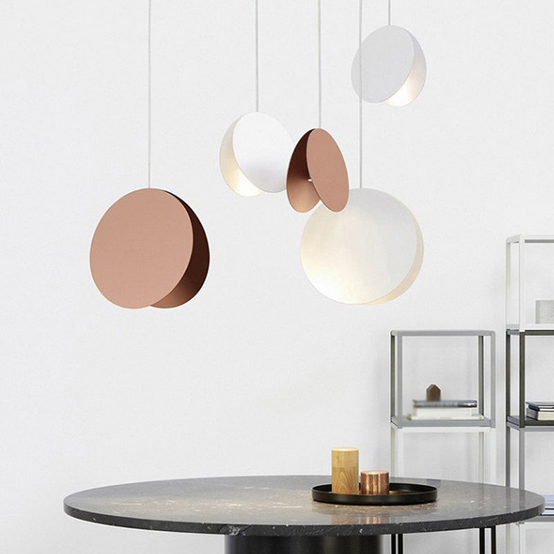 Shell-Inspired Round Pendant Lamp - Macaron Style - Metal - 1-Light Ceiling Light