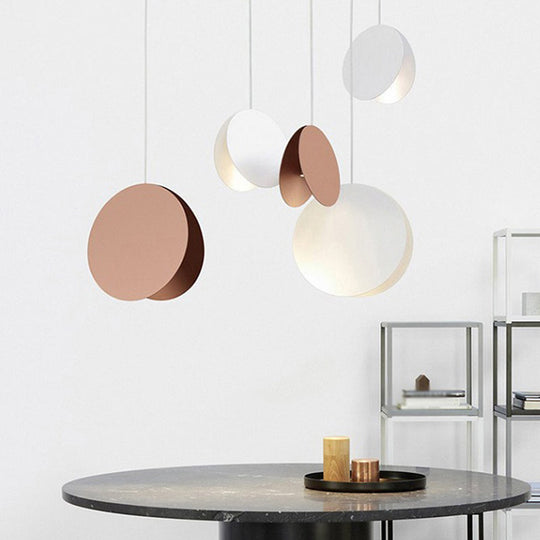 Shell-Inspired Round Pendant Lamp - Macaron Style - Metal - 1-Light Ceiling Light