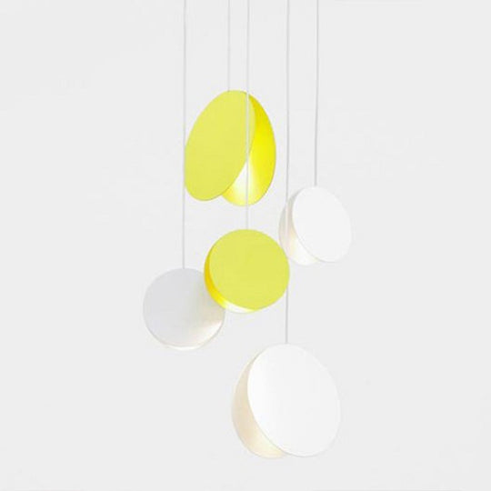 Round Pendant Lamp With Shell-Inspired Design And Macaron Style Metal Finish Perfect For Modern