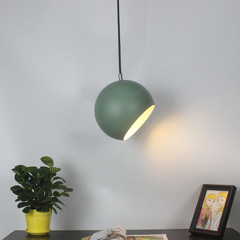 Macaron Creative Hanging Light Fixture With Revolving Dome Shade - 1 Head Suspension Green