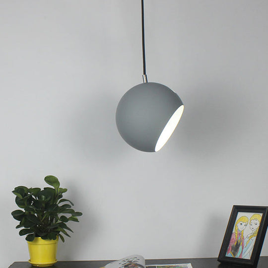 Macaron Creative Hanging Light Fixture With Revolving Dome Shade - 1 Head Suspension Grey