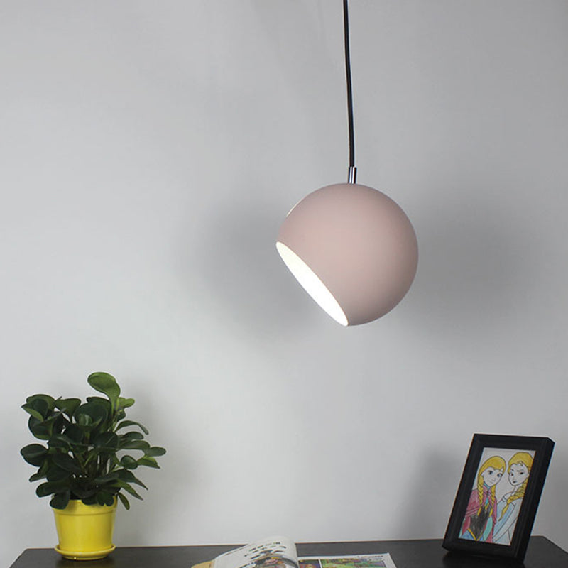Macaron Creative Hanging Light Fixture With Revolving Dome Shade - 1 Head Suspension