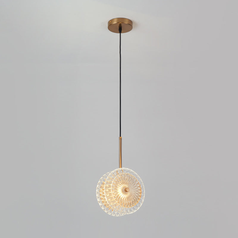 Simplicity Brass Plated Crystal Glass LED Pendant Light for Diners
