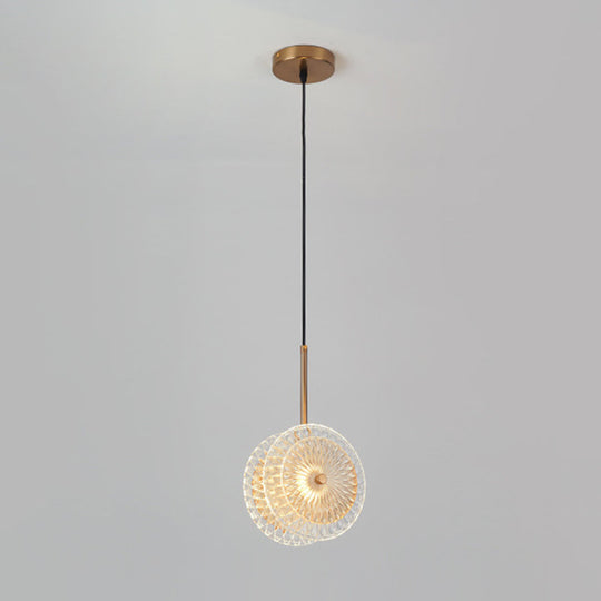 Simplicity Brass Plated Crystal Glass LED Pendant Light for Diners