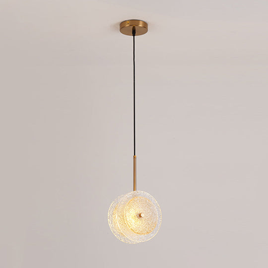 Simplicity Brass Plated Crystal Glass LED Pendant Light for Diners