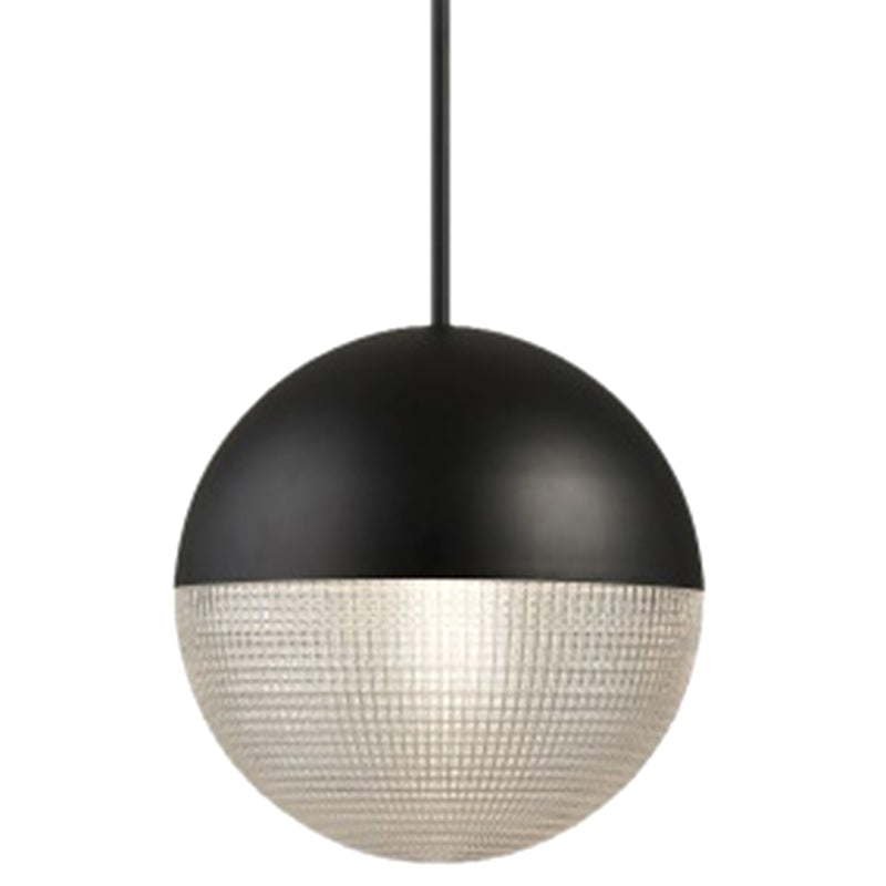 Suspension contemporaine en verre hémisphérique avec corps de lampe en métal givré - Idéal pour bar d'allée, lampe suspendue à 1 lumière