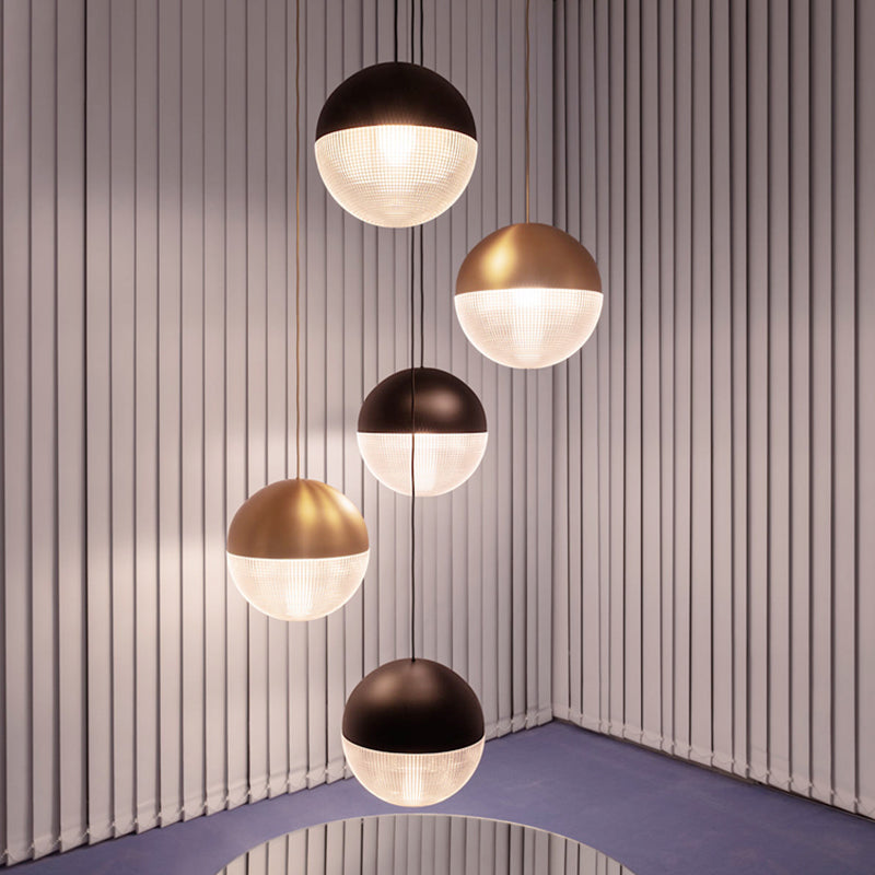Modern Hemispherical Glass Pendant Light With Frosted Metal Lamp Body - Ideal For Aisles And Bars