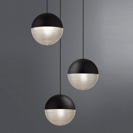 Suspension contemporaine en verre hémisphérique avec corps de lampe en métal givré - Idéal pour bar d'allée, lampe suspendue à 1 lumière