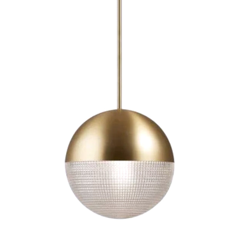 Suspension contemporaine en verre hémisphérique avec corps de lampe en métal givré - Idéal pour bar d'allée, lampe suspendue à 1 lumière