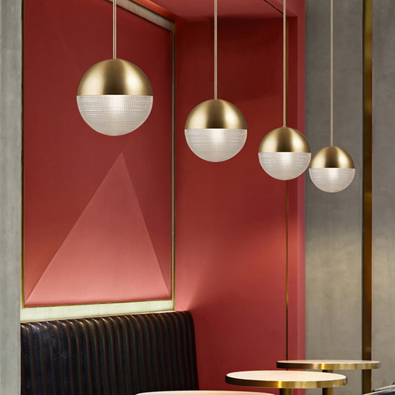 Contemporary Hemispherical Glass Pendant Light with Frosted Metal Lamp Body - Ideal for Aisle Bar, 1-Light Hanging Lamp