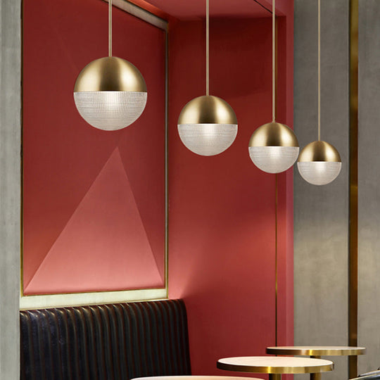 Modern Hemispherical Glass Pendant Light With Frosted Metal Lamp Body - Ideal For Aisles And Bars