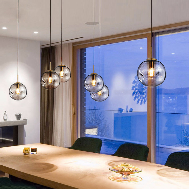 Irregular Glass Ball Pendant Light - Modern Mini Hanging Fixture for Dining Room and Kitchen