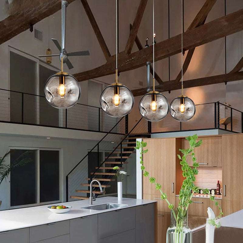 Irregular Glass Ball Mini Pendant Light - Modern Minimalist Hanging Lighting Fixture For Dining Room