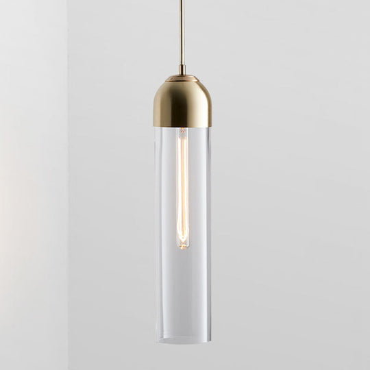 Minimalist Glass Hanging Light - 17.7" Height, Tube-shaped, 1 Light Bedside Pendant with Adjustable Cord (47")