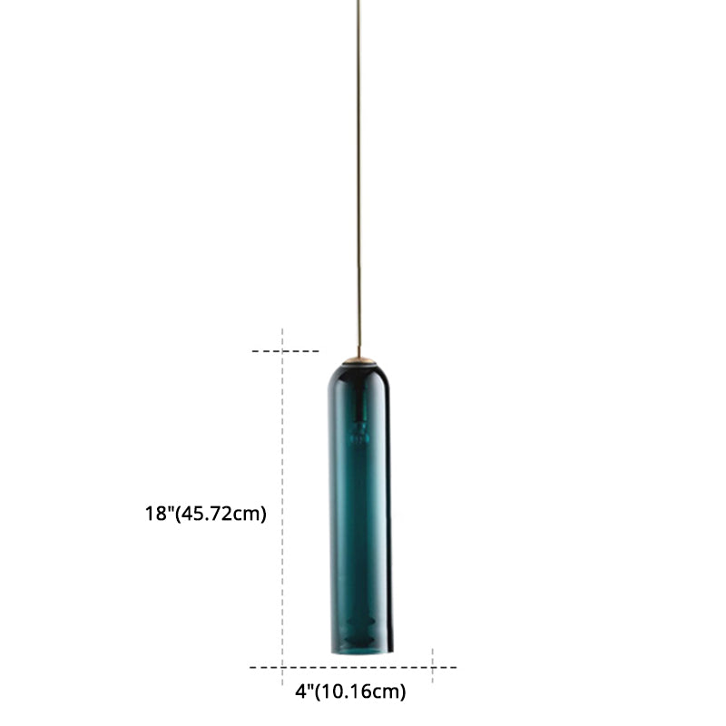 Minimalist Glass Hanging Light - 17.7" Height, Tube-shaped, 1 Light Bedside Pendant with Adjustable Cord (47")