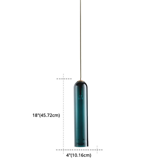 Minimalist Glass Hanging Light - 17.7" Height, Tube-shaped, 1 Light Bedside Pendant with Adjustable Cord (47")
