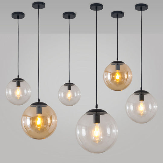 Minimalist Transparent Glass Ball Pendant Light with 39" Hanging Wire
