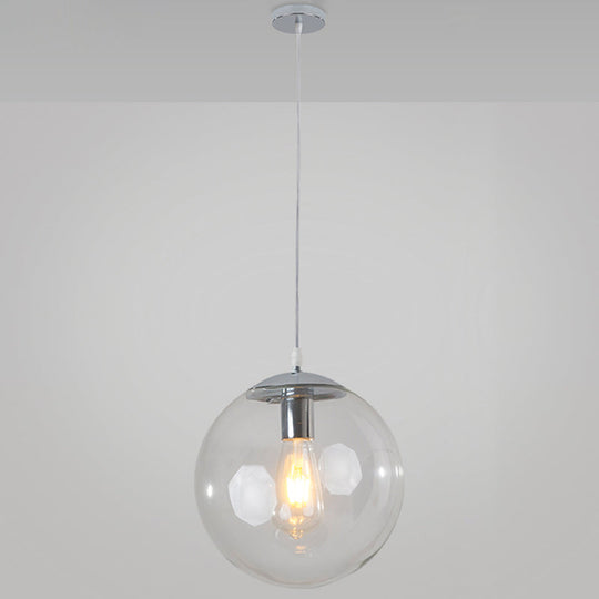 Minimalist Transparent Glass Ball Pendant Light with 39" Hanging Wire