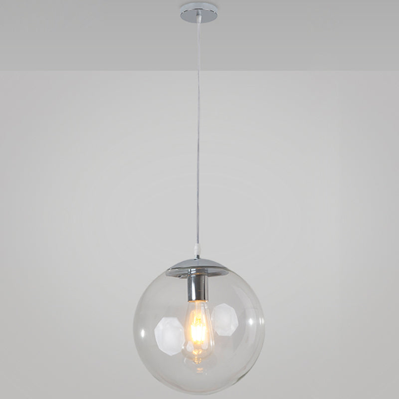 Minimalist Transparent Glass Ball Pendant Light with 39" Hanging Wire