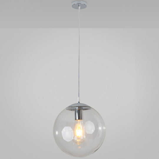 Minimalist Transparent Glass Ball Pendant Light with 39" Hanging Wire