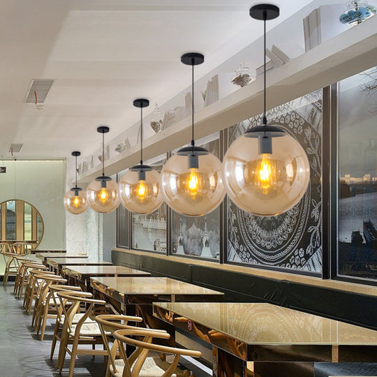 Minimalist Transparent Glass Ball Pendant Light with 39" Hanging Wire