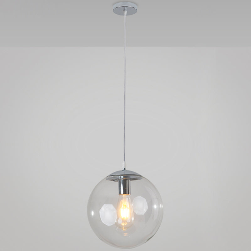 Minimalist Transparent Glass Ball Pendant Light with 39" Hanging Wire