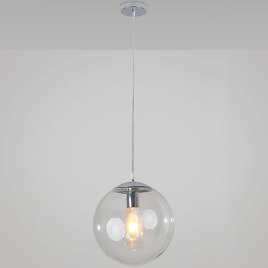Minimalist Transparent Glass Ball Pendant Light with 39" Hanging Wire