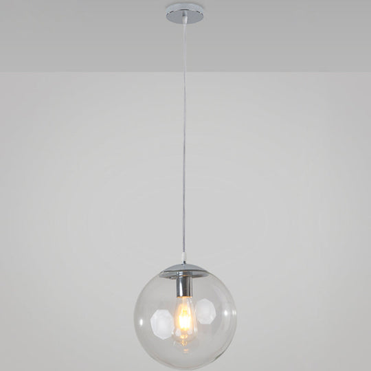 Minimalist Transparent Glass Ball Pendant Light with 39" Hanging Wire