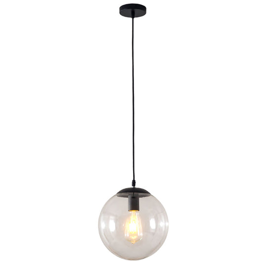 Minimalist Transparent Glass Ball Pendant Light with 39" Hanging Wire