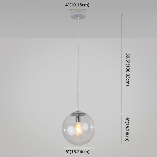 Minimalist 1-Light Pendant Light Bubble Transparent Glass Ball Shade With 39 Hanging Wire