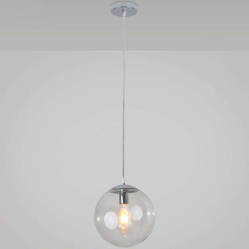 Minimalist 1-Light Pendant Light Bubble Transparent Glass Ball Shade With 39 Hanging Wire Silver / 6