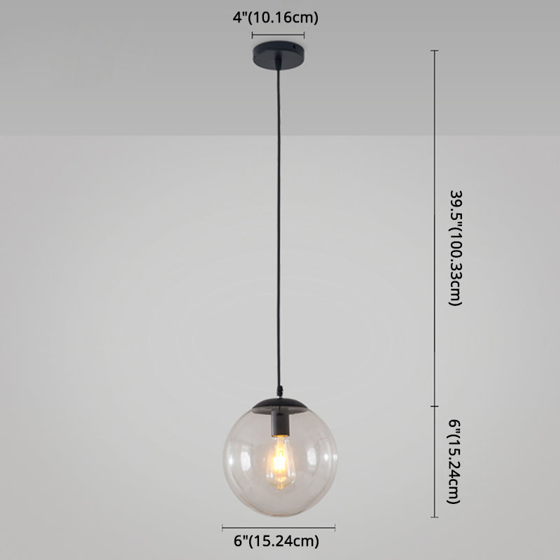 Minimalist Transparent Glass Ball Pendant Light with 39" Hanging Wire