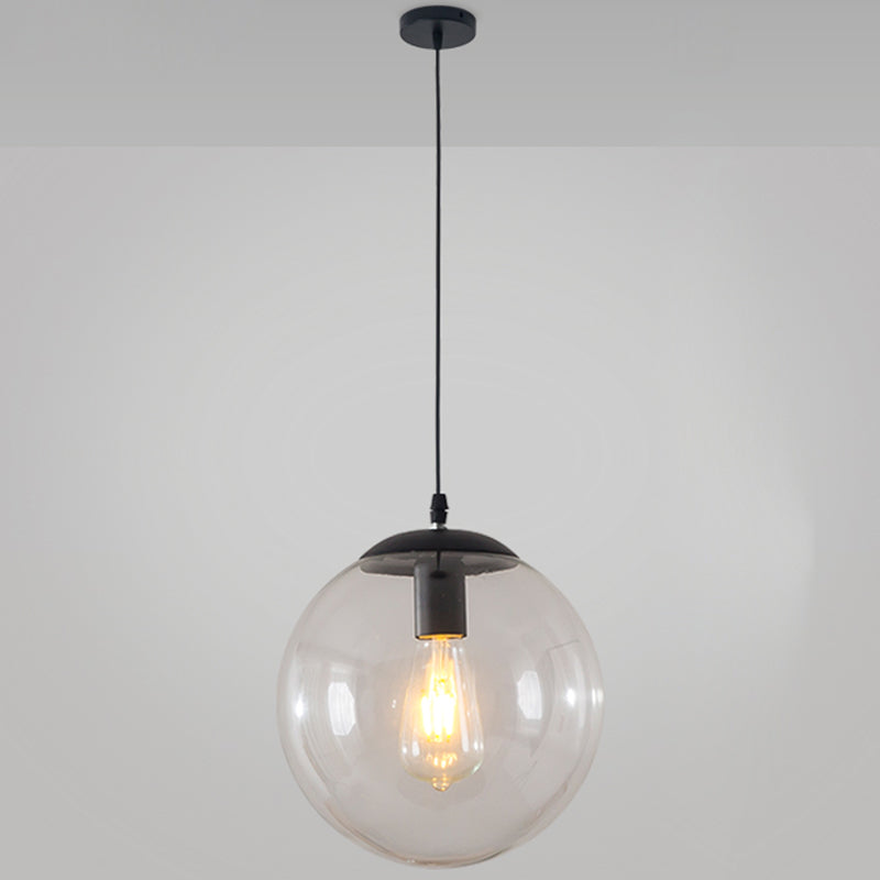 Minimalist Transparent Glass Ball Pendant Light with 39" Hanging Wire