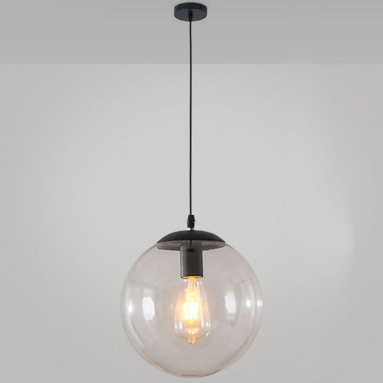 Minimalist Transparent Glass Ball Pendant Light with 39" Hanging Wire