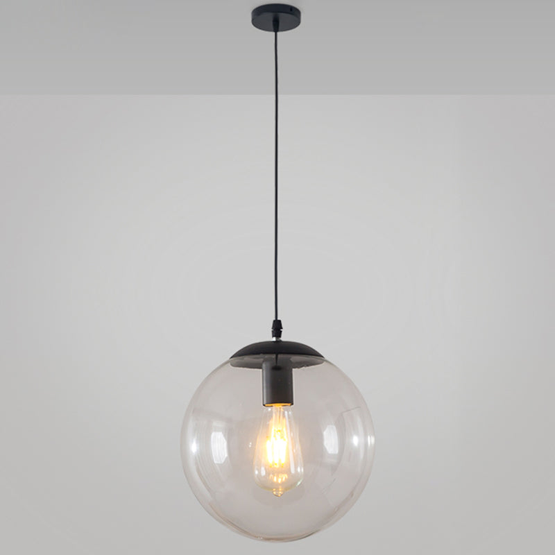 Minimalist Transparent Glass Ball Pendant Light with 39" Hanging Wire