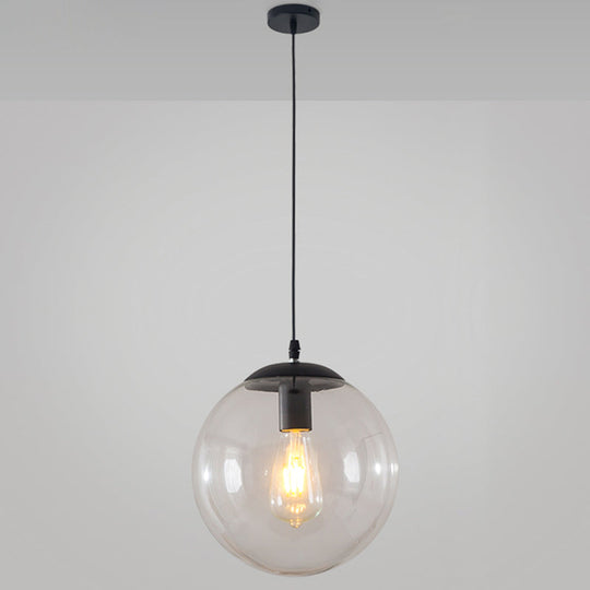 Minimalist 1-Light Pendant Light Bubble Transparent Glass Ball Shade With 39 Hanging Wire Black / 14