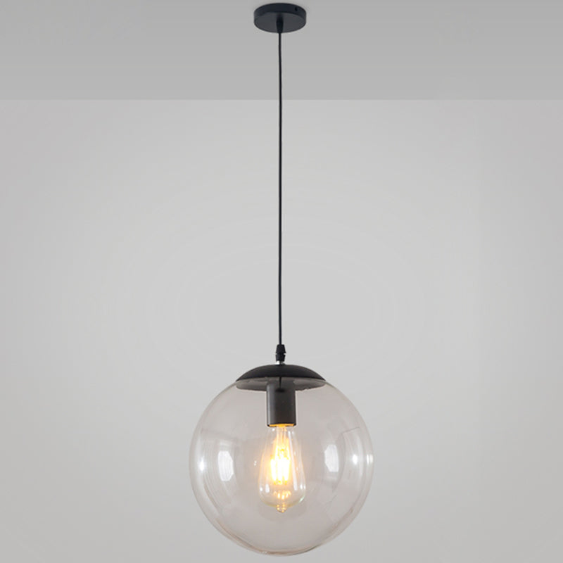 Minimalist Transparent Glass Ball Pendant Light with 39" Hanging Wire