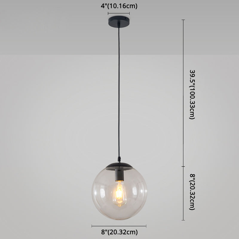 Minimalist 1-Light Pendant Light Bubble Transparent Glass Ball Shade With 39 Hanging Wire
