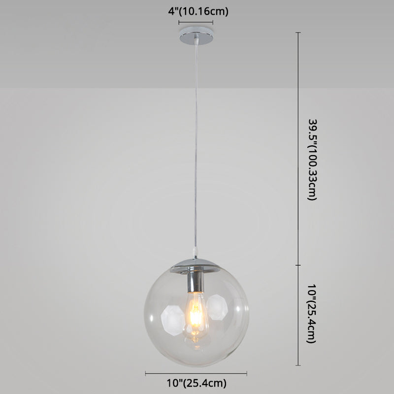 Minimalist Transparent Glass Ball Pendant Light with 39" Hanging Wire