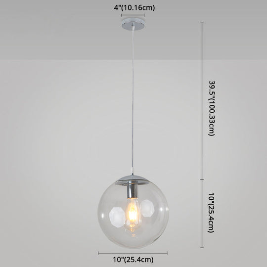 Minimalist 1-Light Pendant Light Bubble Transparent Glass Ball Shade With 39 Hanging Wire