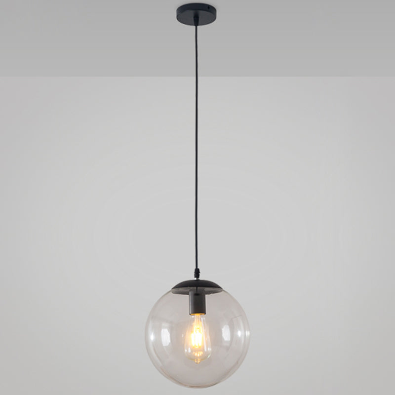 Minimalist Transparent Glass Ball Pendant Light with 39" Hanging Wire