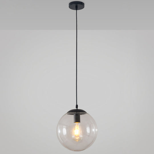 Minimalist Transparent Glass Ball Pendant Light with 39" Hanging Wire